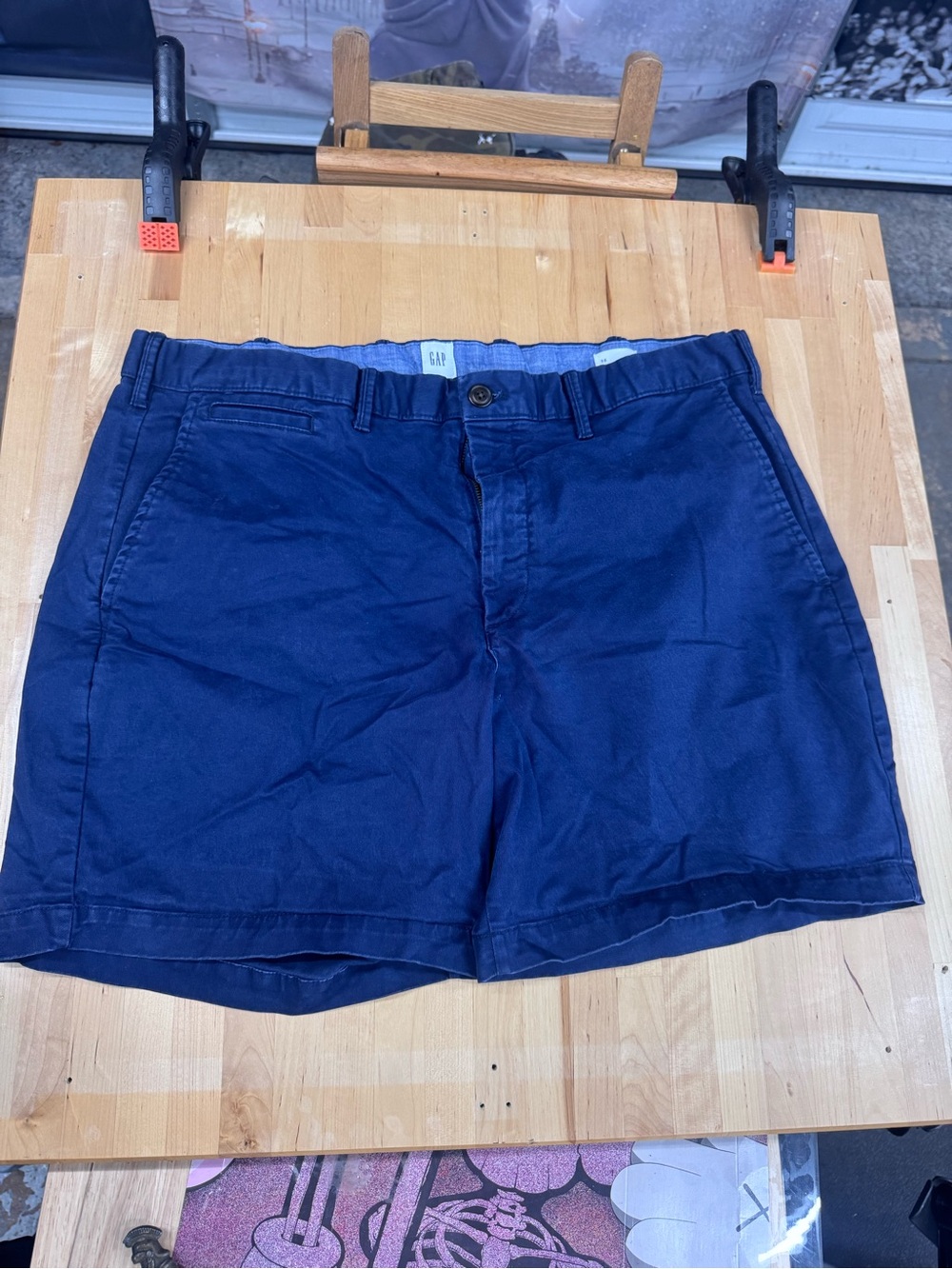 GAP Men's Dark Navy Flat Front Chino Shorts
